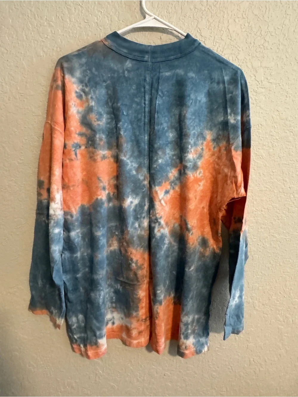 Free People Tie-Dye Long Sleeve Shirt - Blue & Orange
